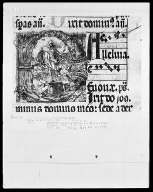 Psalterium und Kalender — Initiale D (ixit dominus), darin eine Auferstehung