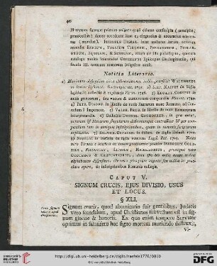 Caput V: Signum crucis, ejus divisio, usus et locus [§XLI-§XLVI]