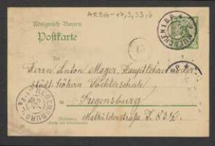 Brief von Joseph Kränzle an Anton Mayer