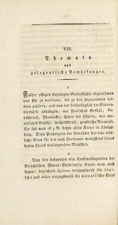 VII. Themata und gelegentliche Bemerkungen (unvollständig)