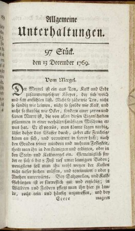 97 Stück. d. 13. December 1769.