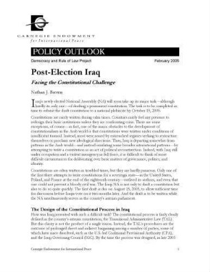 Post-election Iraq : facing the constitutional challenge
