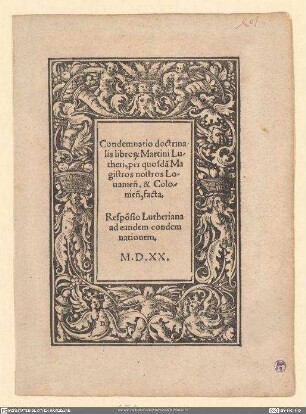 Condemnatio doctrinalis libror[um] MartiniLutheri