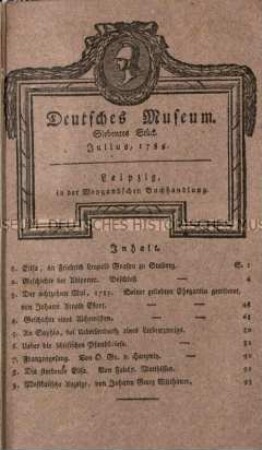 Deutsches Museum. 2. Band. 7.-12. Stück (Juli-Dezember) 1785