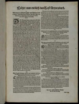 Folget nun endlich das Roß Artzneybuch.