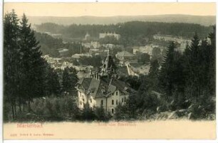 Marienbad. Blick vom Steinbruch über St. Hubertus und Katholische Kirche