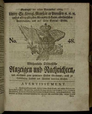 No. 48. Montags, den 26ten November 1759.