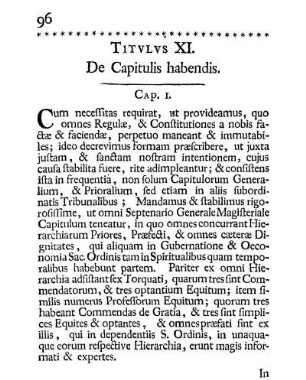 Titulus XI. De Capitulis habendis