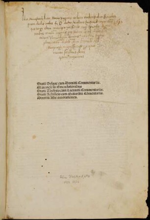 Opera. Mit Komm. von Domitius Calderinus und Placidus Lactantius. Hrsg. Hieronymus Avantius