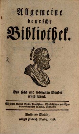 Allgemeine deutsche Bibliothek. 66. 1786