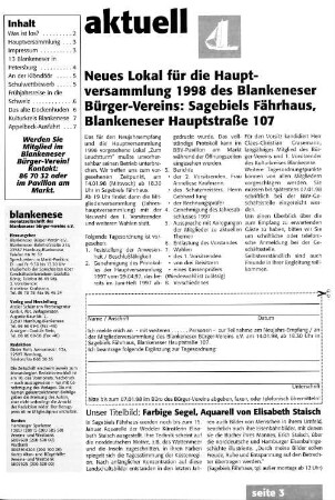 Neues Lokal für die Hauptversammlung 1998 des Blankeneser Bürger-Vereins: Sagebiels Fährhaus, Blankeneser Hauptstraße 107