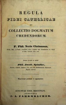 Regula fidei catholicae et collectio dogmatum credendorum