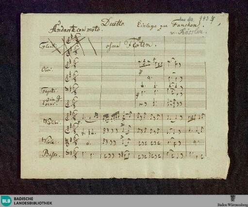 Wo soll ich Worte finden - Don Mus.Ms. 993|6 : S (2), orch; G; StrK WoO 5.19/2