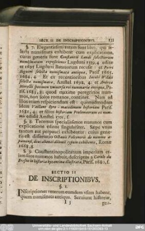 Sectio II De Inscriptionibus.