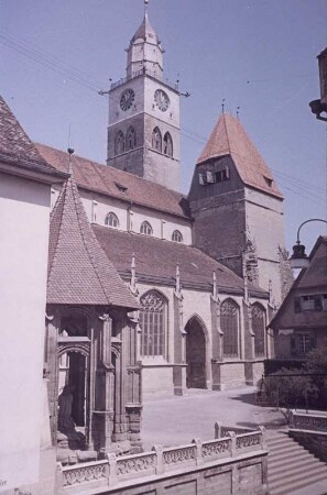 Überlingen. Münster St. Nikolaus, Südseite, Blick von Südwesten