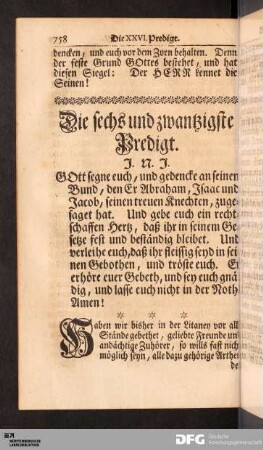 Die sechs und zwantzigste Predigt.