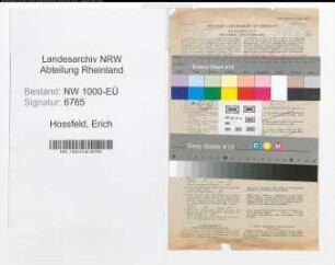 Entnazifizierung Erich Hossfeld, geb. 21.04.1901 (Verw.Angest.)