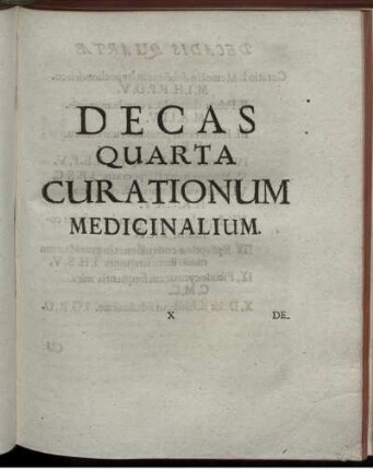 Decas Quarta Curationum Medicinalium.