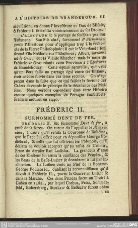 Fréderic II. Surnommé Dent De Per