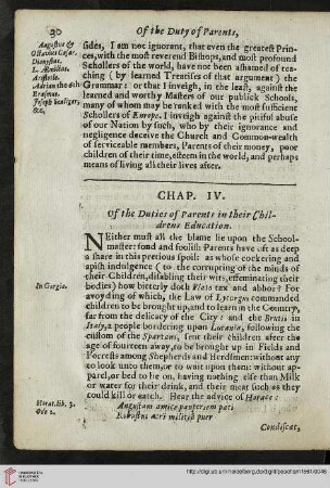 Chap. IV: Of the Duties of Parents in their Childrens Education