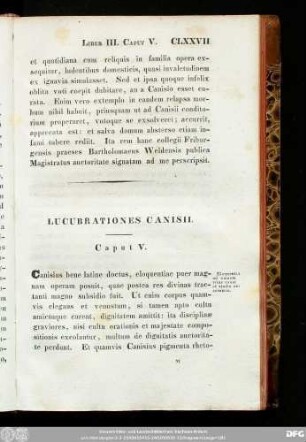 Lucubrationes Canisii. Caput V.