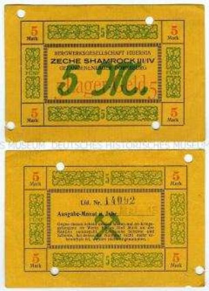 Gefangenenlagergeld Dorneburg (Herne-Eickel), Zeche Shamrock 5 Mark