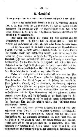 Reorganisation der Stettiner Gewerbeschule oder nicht? : Sprechsaal