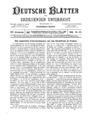 Das ungarische Unterrichtswesen und das Deutschtum in Ungarn