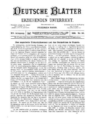 Das ungarische Unterrichtswesen und das Deutschtum in Ungarn