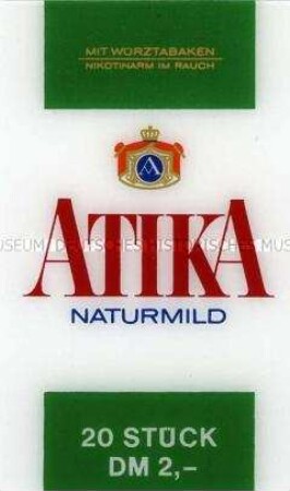Preisschild für Zigarettenautomat für "Atika"-Zigaretten