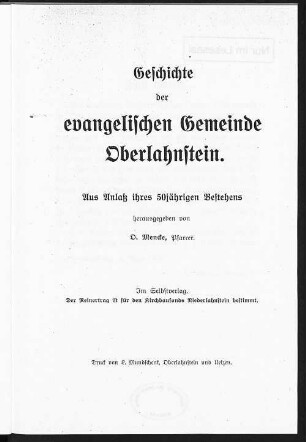 Geschichte der Evangelischen Gemeinde Oberlahnstein
