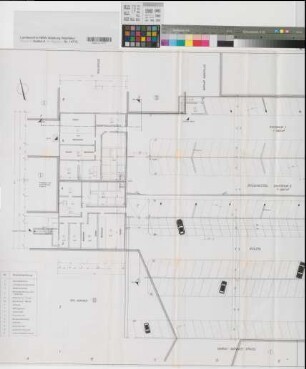 Gronau (Gronau) Tiefgarage mit Zivilschutzteil - Vorentwurf Grundriß 1969 1 : 100 88 x 166 Pause (Sudan und Hahm, Osnabrück) Regierung Münster Nr. 34092