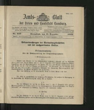 No. 259, 11. Dezember 1920