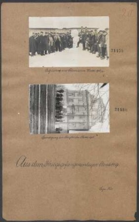 Kriegsgefangenenlager Amberg (Aufrichtung eines Schneemanns, Winter 1916/1917