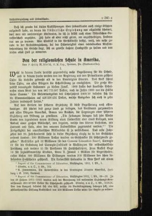 Von der religionslosen Schule in Amerika