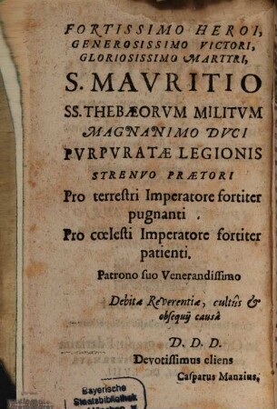 Caspari Manzii I. C. ... Disqvisitio Utrum debitor censuum, & usurarum à solutione excusetur propter defectum redituum, fructuum, & proventuum, vel ob devastationem & hostilem occupationem bonorum? : Qva Ivsto Aeqvilibrio Creditoribus ita providetur, ut non debitores graventur