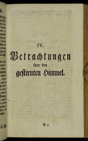 IV. Betrachtungen über den gestirnten Himmel.