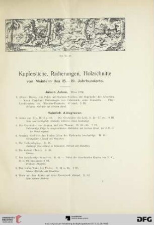 Kupferstiche, Radierungen, Holzschnitte von Meistern des 15.-19. Jahrhunderts (Nr. 1-532)