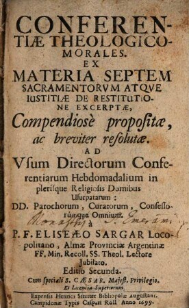 Conferentiae theologico-morales ex materia septem sacramentorum