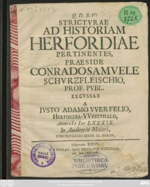 Stricturae Ad Historiam Herfordiae Pertinentes