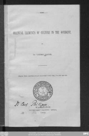 Oriental elements of culture in the Occident