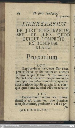 Liber Tertius De Iure Personarum, Seu De Iure Quod Cuique Competit Ex Hominum Statu