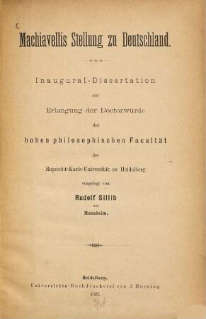 Machiavellis Stellung zu Deutschland