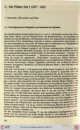 C. Die Pfälzer Zeit I 1247-1623