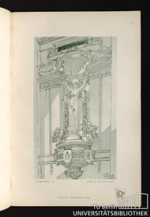 10. Nischendekoration mit Statue in Marmor.