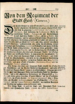 Von dem Regiment der Stadt Genf / (Geneve)