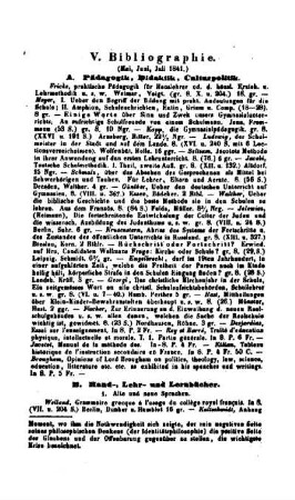 Bibliographie : (Mai, Juni, Juli 1841)
