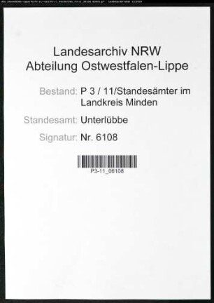 Sterberegister Standesamt Unterlübbe