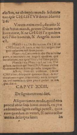 Caput XXIII. De signis extremi diei.