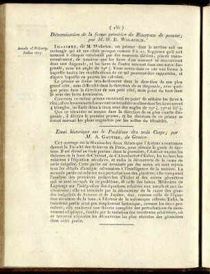 Essai historique sur le Problême des trois Corps